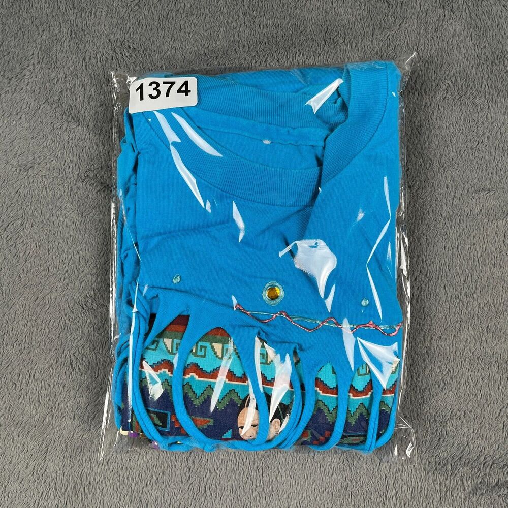 Vintage Native American Hanging Beads T Shirt 90s Blue Size XL Single Stitch - Picture 5 of 5